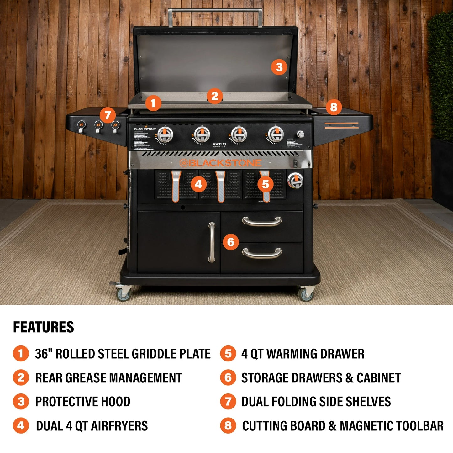 Blackstone Patio Series 4-Burner 36" Griddle with Air Fryer