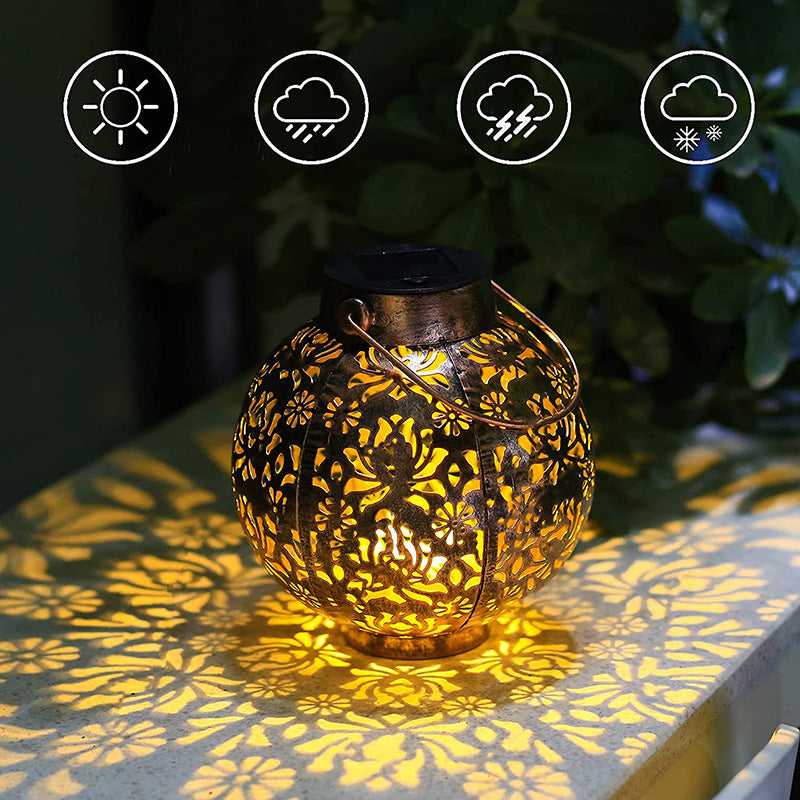 Solar iron hollow projection lamp