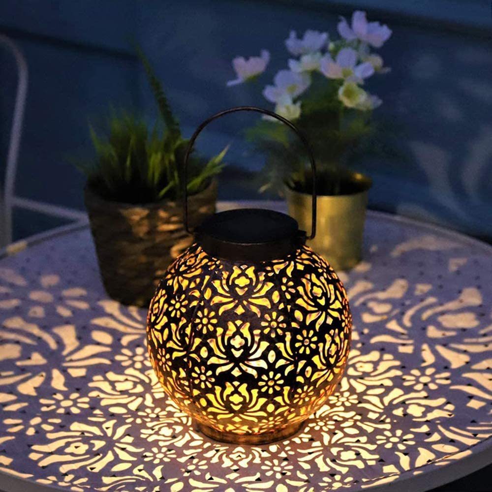 Solar iron hollow projection lamp