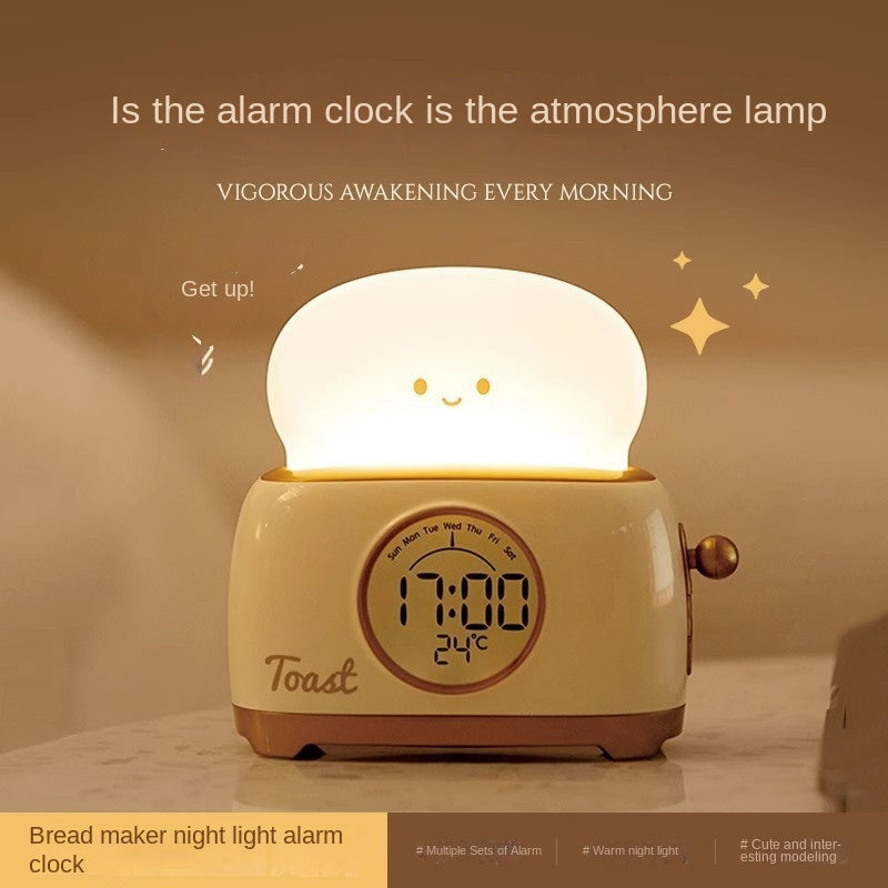 Bread Maker Alarm Clock Night Light for Students, High-Design Countdown Timer with Temperature Display and Alarm Function